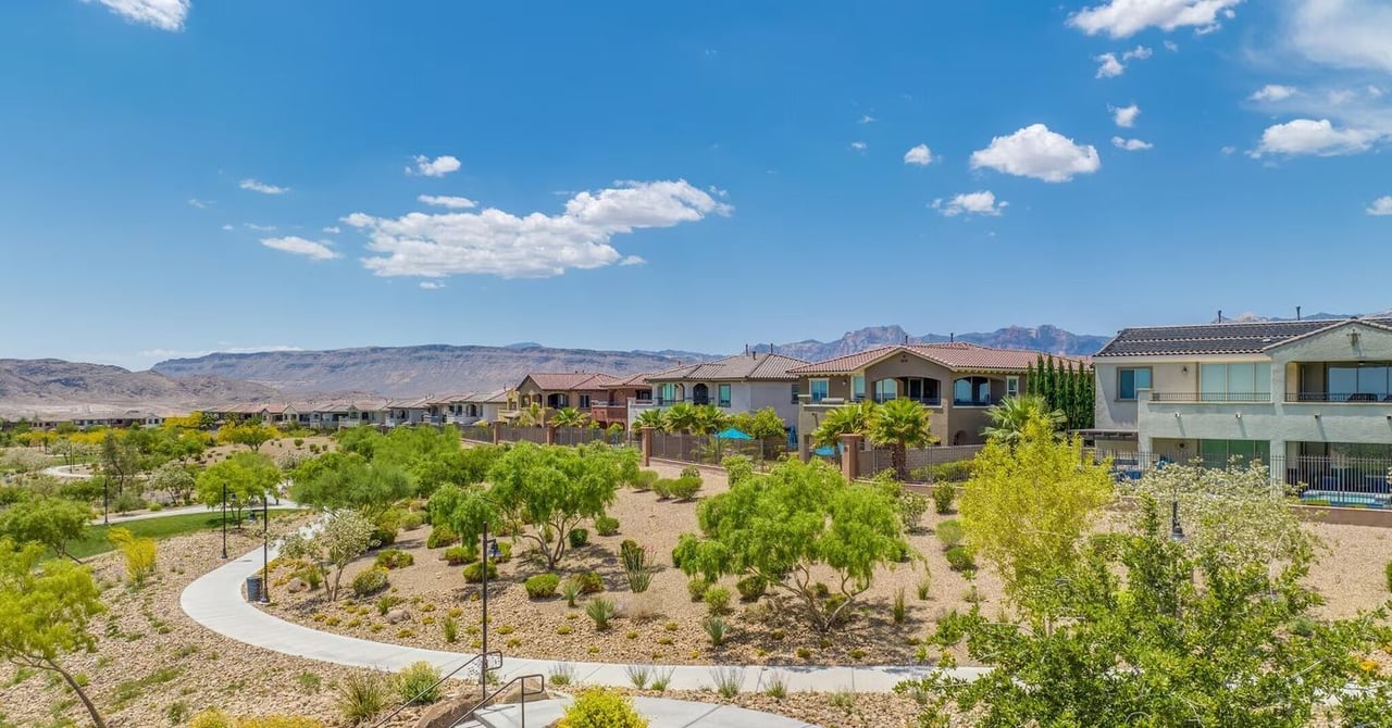 Walking trail and homes in Summerlin West, Las Vegas