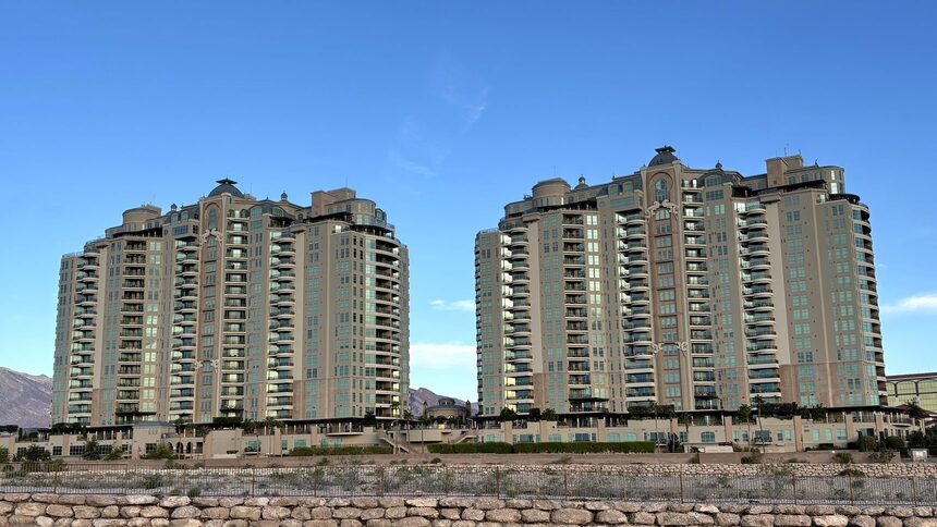 The two towers of One Queensridge Place, a luxury high-rise condo next to Summerlin in Las Vegas