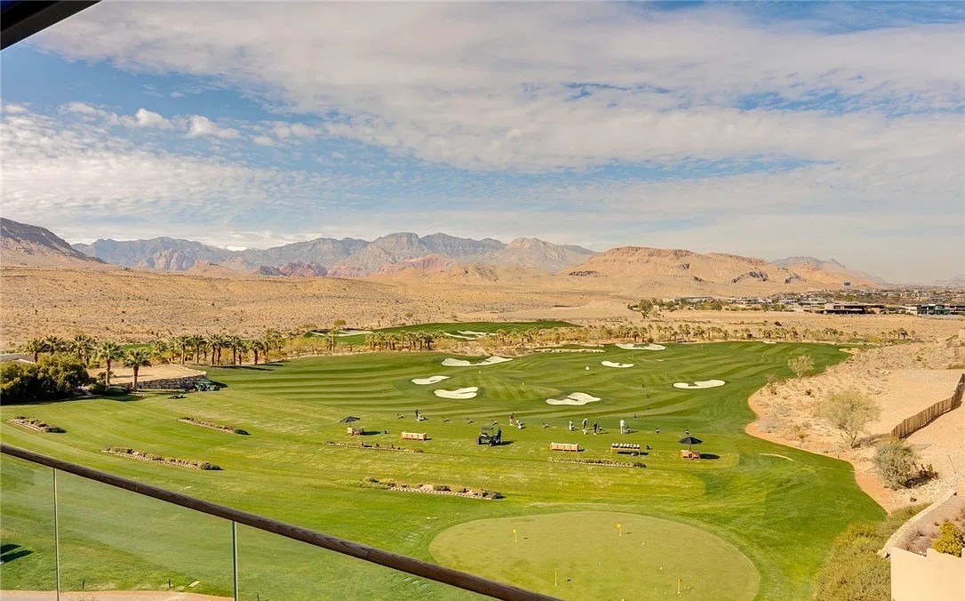 Golf course and desert mountains at The Summit Club in Summerlin, Las Vegas.